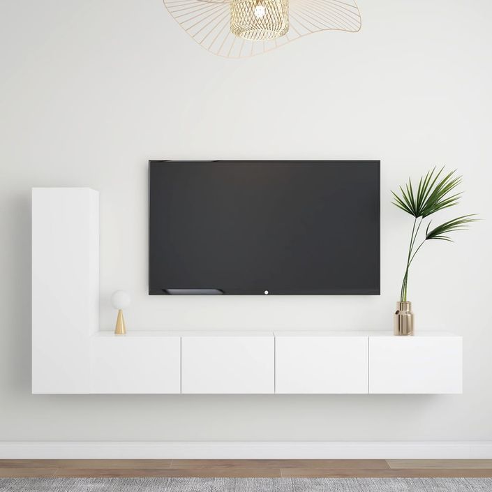 Ensemble de meuble TV 3 pcs Blanc 6 - Photo n°1