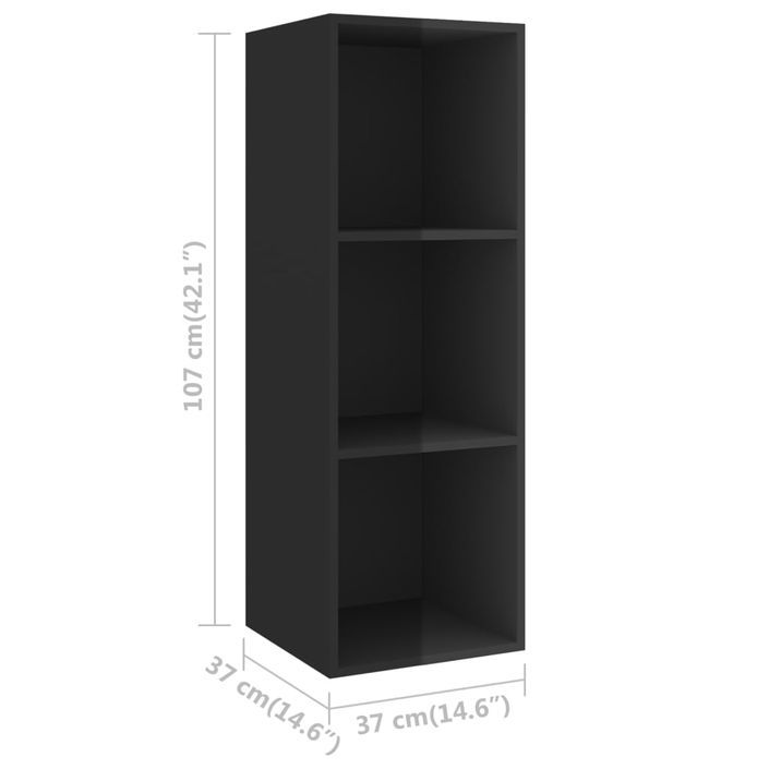 Ensemble de meuble TV 3 pcs Noir brillant - Photo n°7