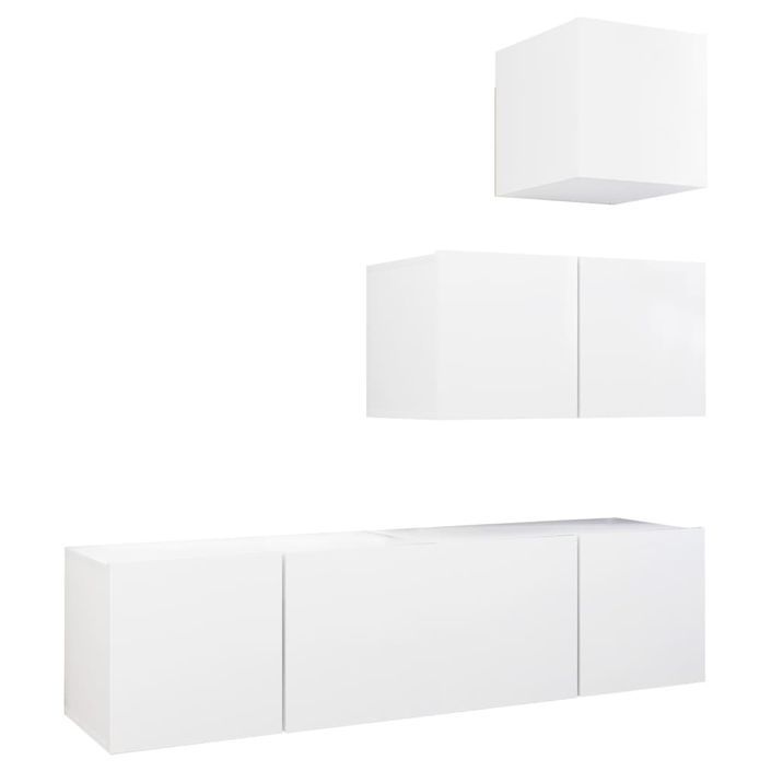 Ensemble de meuble TV 4 pcs Blanc 12 - Photo n°2