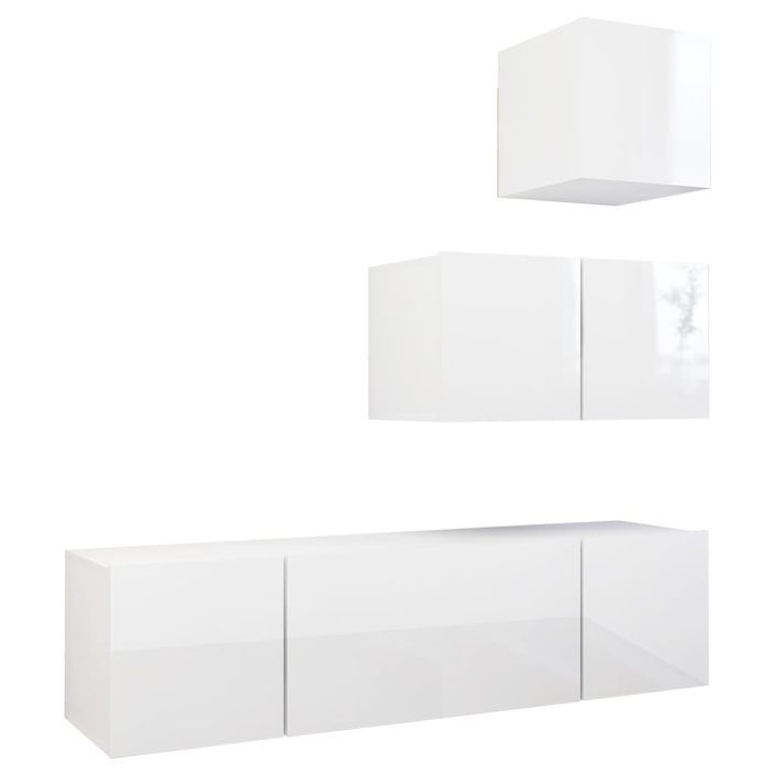 Ensemble de meuble TV 4 pcs Blanc brillant 7 - Photo n°2