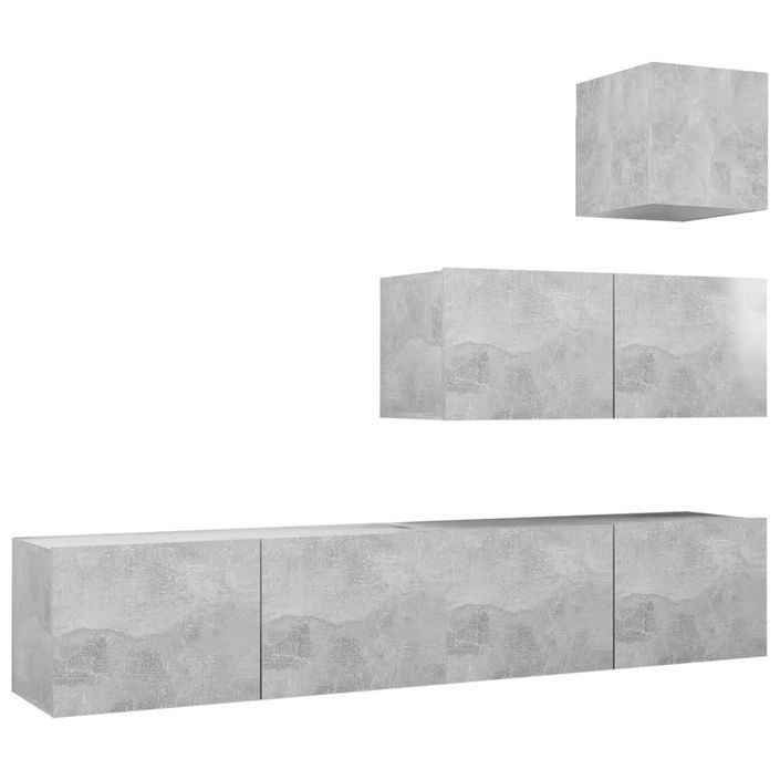 Ensemble de meuble TV 4 pcs Gris béton 14 - Photo n°2