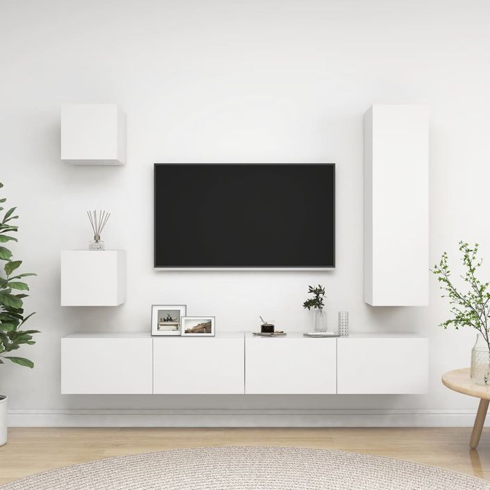 Ensemble de meuble TV 5 pcs Blanc 8 - Photo n°1