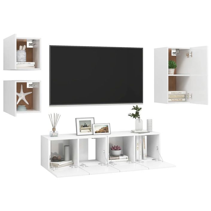 Ensemble de meuble TV 5 pcs Blanc 3 - Photo n°3