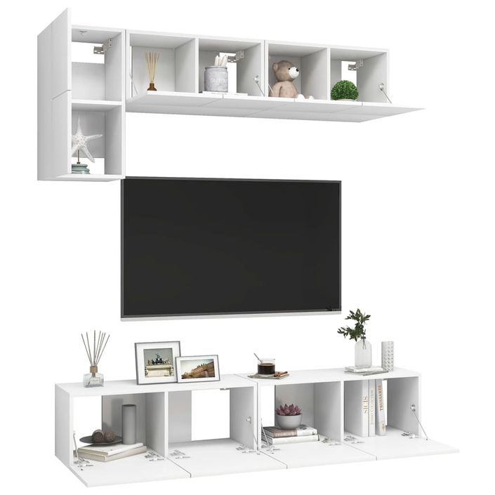 Ensemble de meuble TV 5 pcs Blanc 6 - Photo n°3