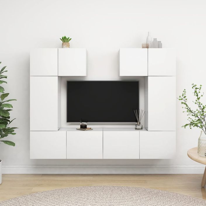 Ensemble de meuble TV 6 pcs Blanc 11 - Photo n°1