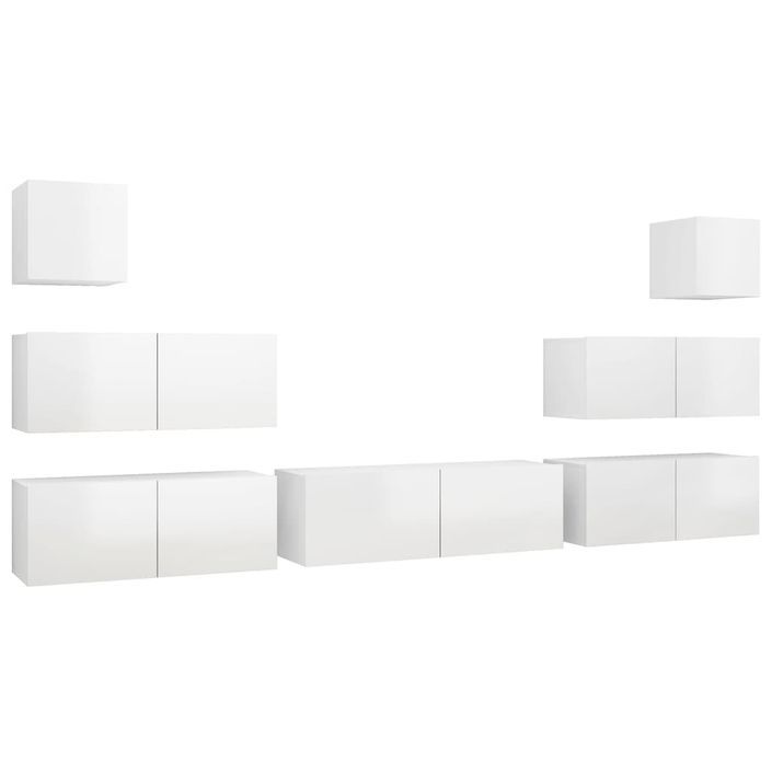 Ensemble de meuble TV 7 pcs Blanc brillant 7 - Photo n°2