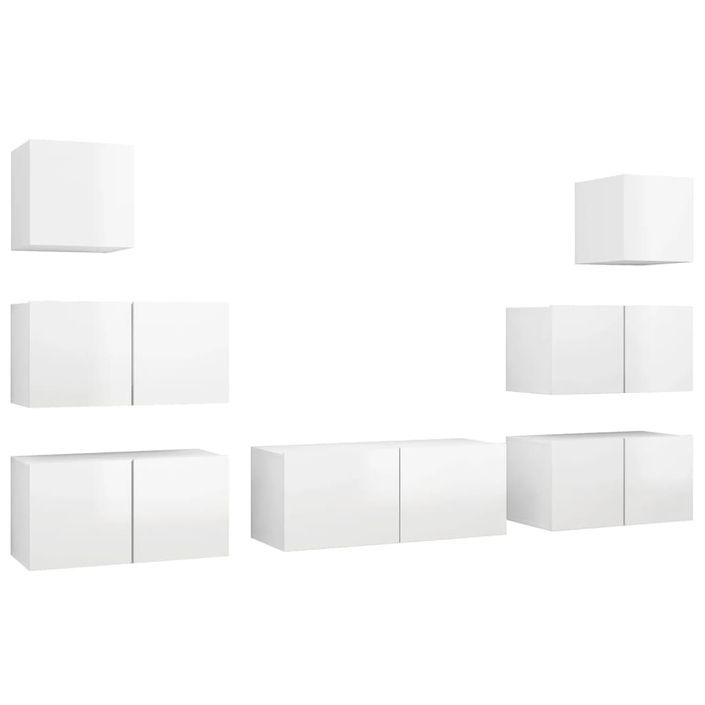 Ensemble de meuble TV 7 pcs Blanc brillant - Photo n°2