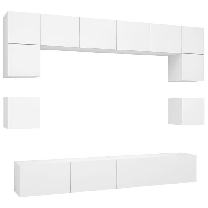 Ensemble de meuble TV 8 pcs Blanc 7 - Photo n°2