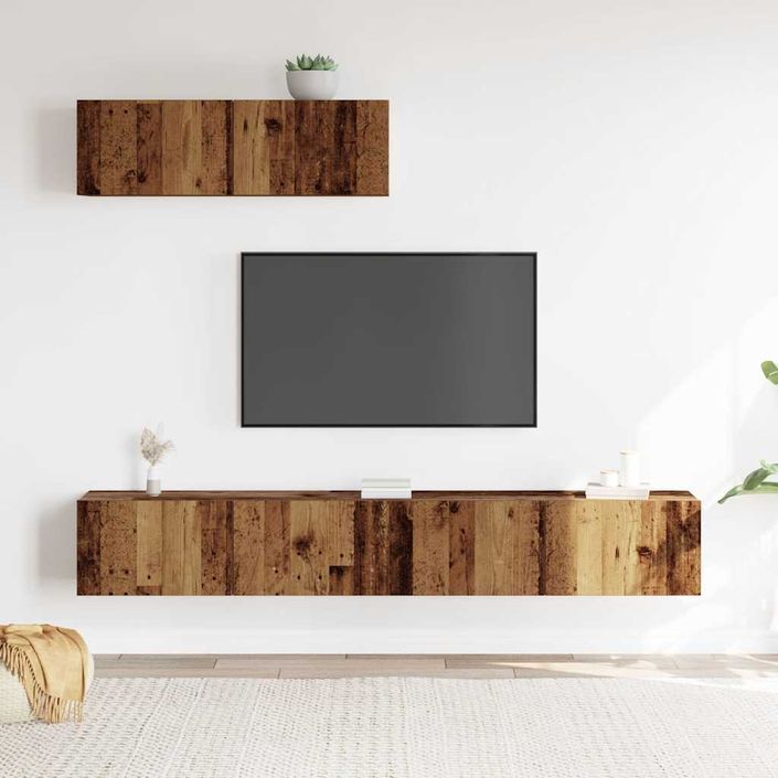 Ensemble de meuble TV mural 3 pcs vieux bois bois d'ingénierie - Photo n°3