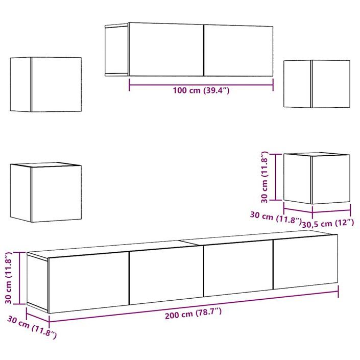 Ensemble de meuble TV mural 7 pcs chêne artisanal - Photo n°9