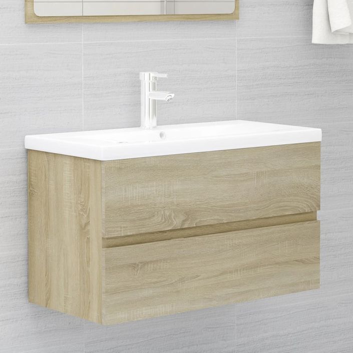 Ensemble de meubles de bain 2 pcs Chêne sonoma 3 - Photo n°4