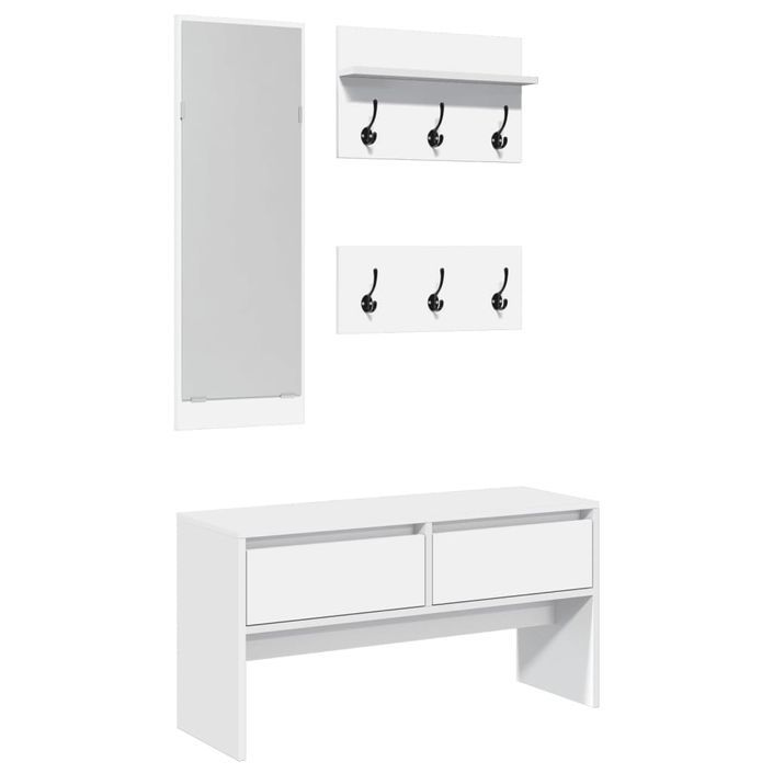 Ensemble de meubles de couloir 4 pcs blanc bois d'ingénierie - Photo n°2