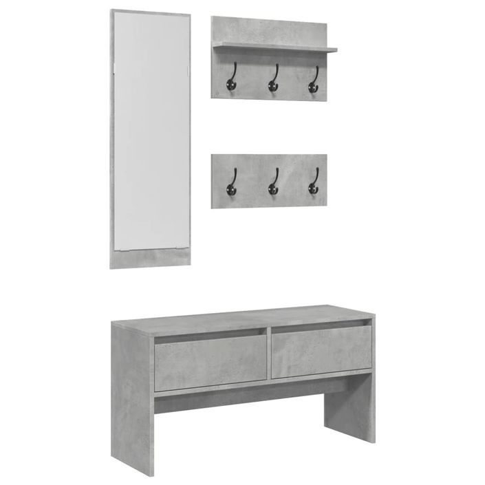 Ensemble de meubles de couloir 4 pcs gris béton bois ingénierie - Photo n°2