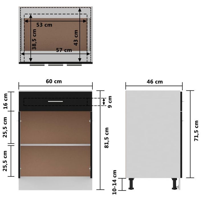 Ensemble de meubles de cuisine 4 pcs Noir - Photo n°11