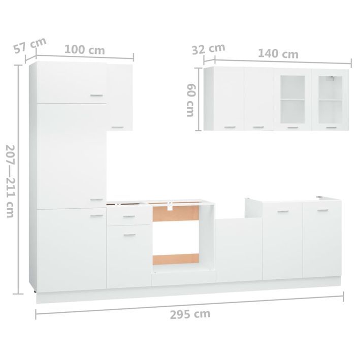 Ensemble de meubles de cuisine 8 pcs Blanc - Photo n°9