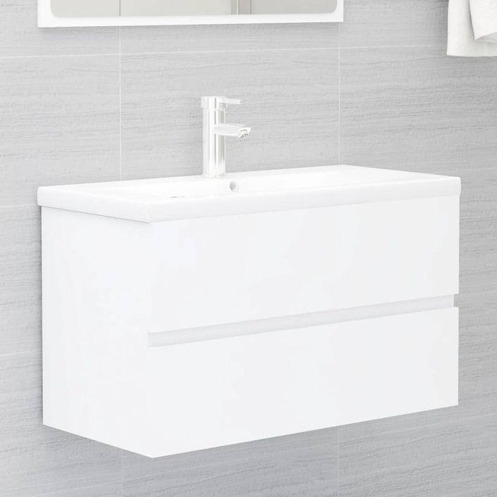 Ensemble de meubles de salle de bain 2 pcs Blanc 3 - Photo n°4