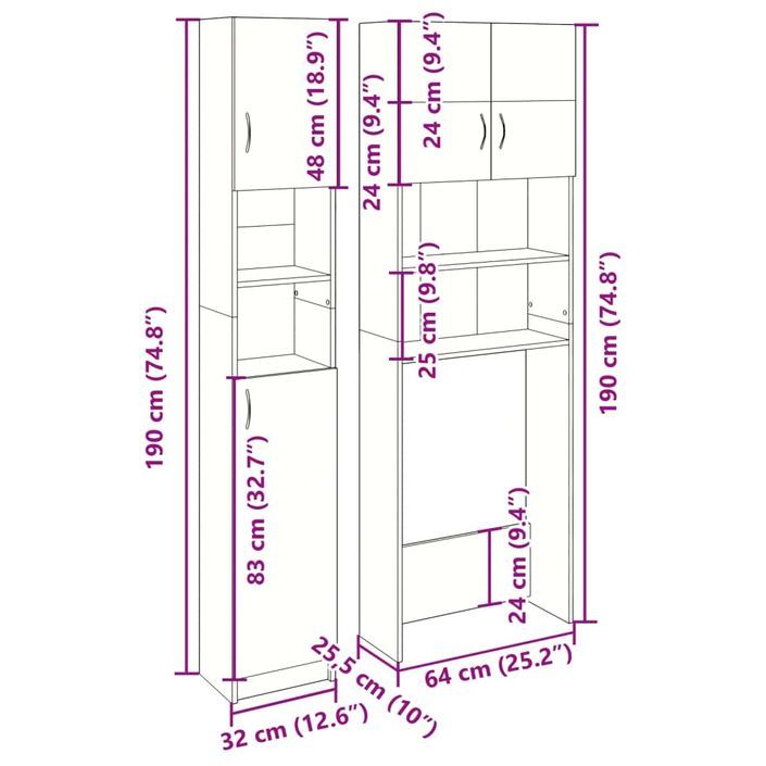 Ensemble de meubles de salle de bain 2 pcs bois d'ingénierie - Photo n°11