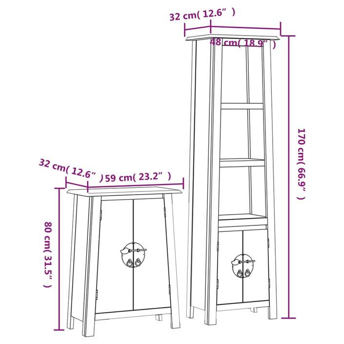 Ensemble de meubles de salle de bain 2 pcs bois de pin massif - Photo n°9