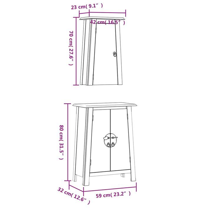 Ensemble de meubles de salle de bain 2 pcs bois de pin massif - Photo n°9