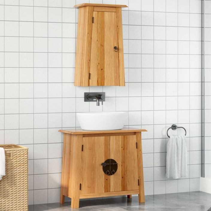 Ensemble de meubles de salle de bain 2 pcs bois de pin massif - Photo n°1