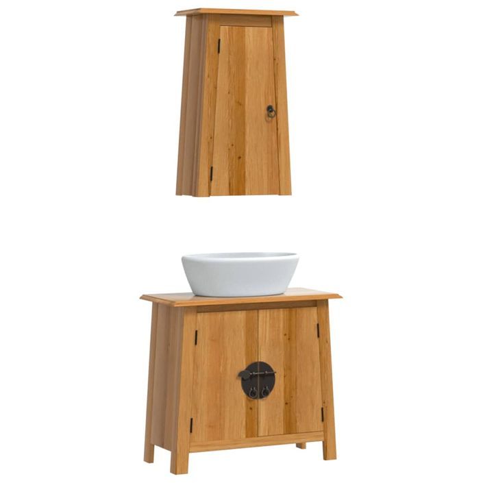 Ensemble de meubles de salle de bain 2 pcs bois de pin massif - Photo n°3