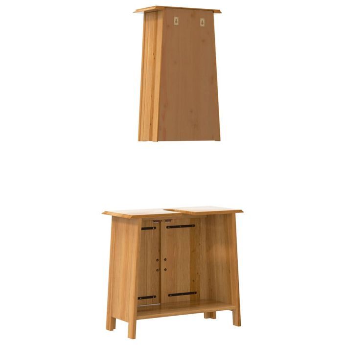 Ensemble de meubles de salle de bain 2 pcs bois de pin massif - Photo n°7