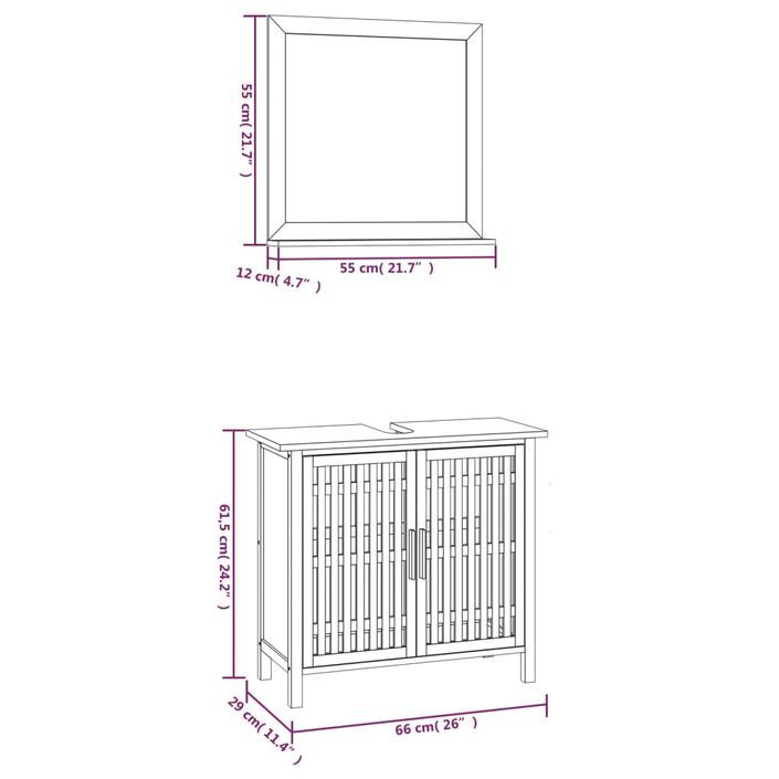 Ensemble de meubles de salle de bain 2 pcs Bois massif de noyer - Photo n°8