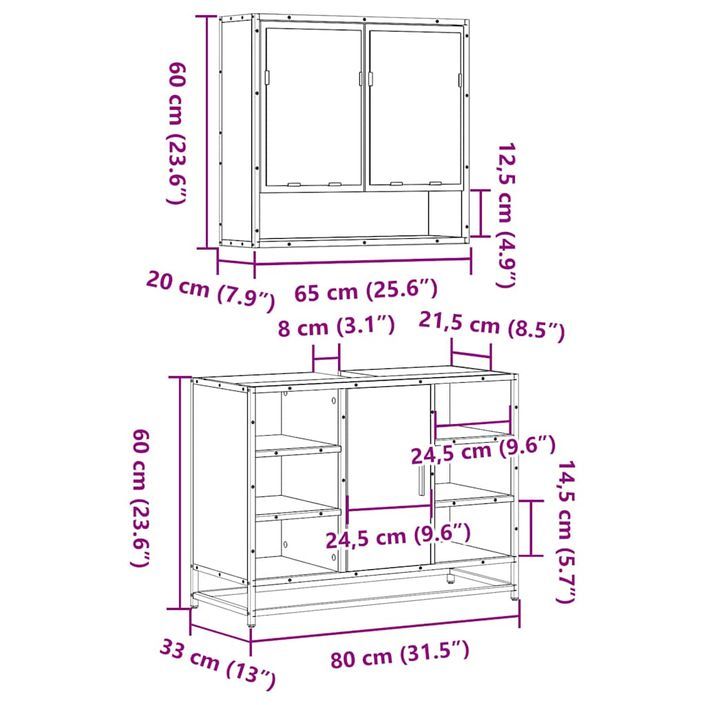 Ensemble de meubles de salle de bain 2 pcs Chêne fumé - Photo n°11