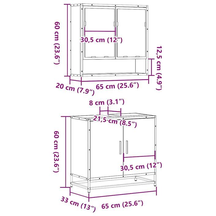 Ensemble de meubles de salle de bain 2 pcs Chêne fumé - Photo n°10