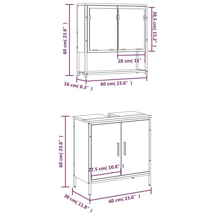 Ensemble de meubles de salle de bain 2 pcs Chêne marron - Photo n°12