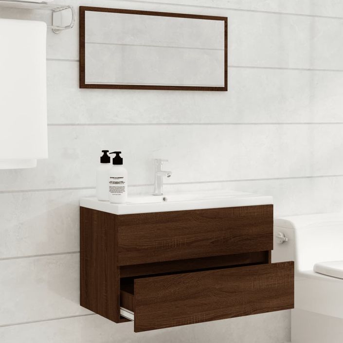 Ensemble de meubles de salle de bain 2 pcs Chêne marron - Photo n°3