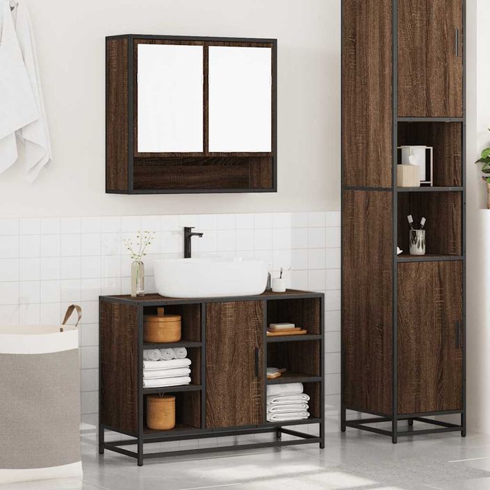 Ensemble de meubles de salle de bain 2 pcs Chêne marron - Photo n°4