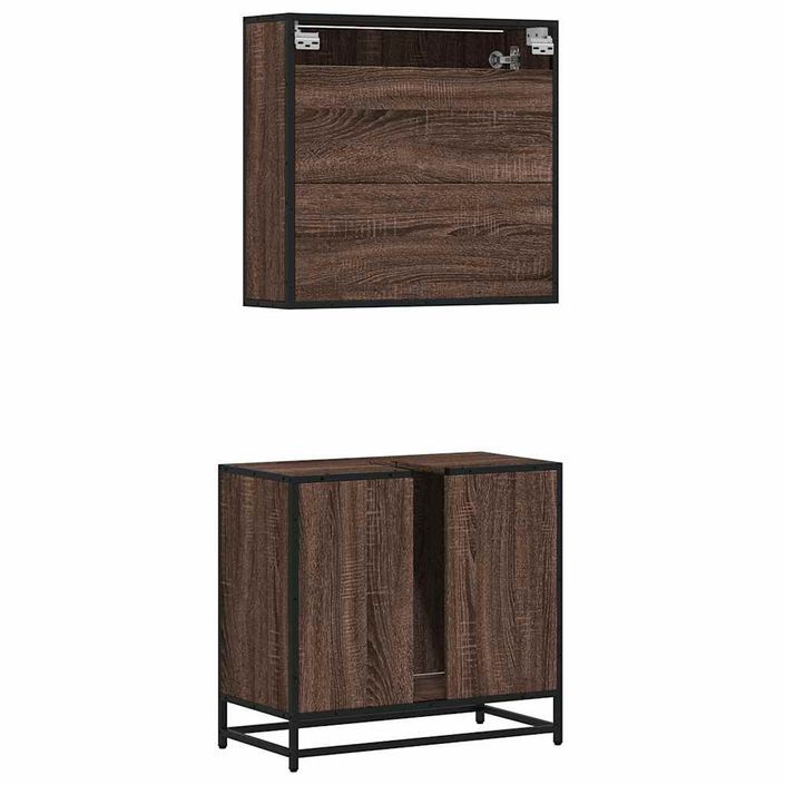 Ensemble de meubles de salle de bain 2 pcs Chêne marron - Photo n°7