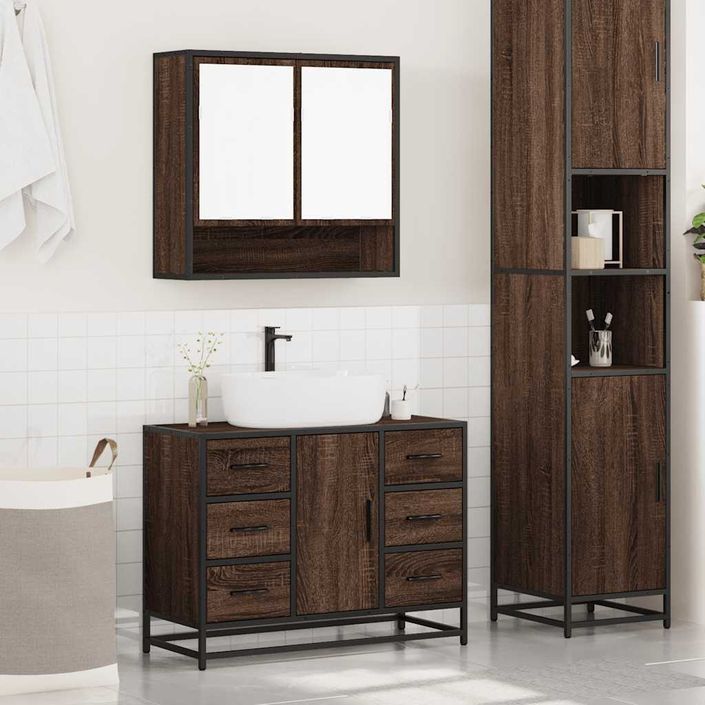 Ensemble de meubles de salle de bain 2 pcs Chêne marron - Photo n°3