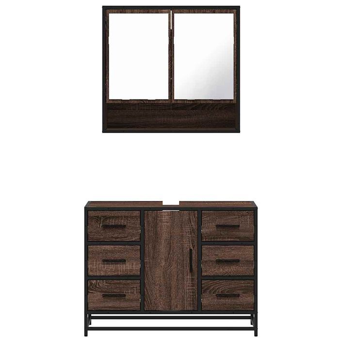 Ensemble de meubles de salle de bain 2 pcs Chêne marron - Photo n°5