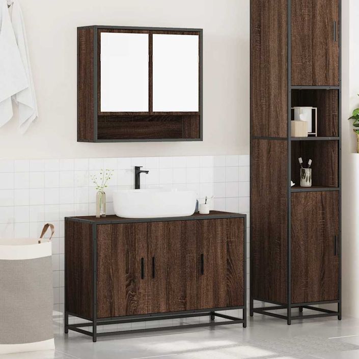 Ensemble de meubles de salle de bain 2 pcs Chêne marron - Photo n°3