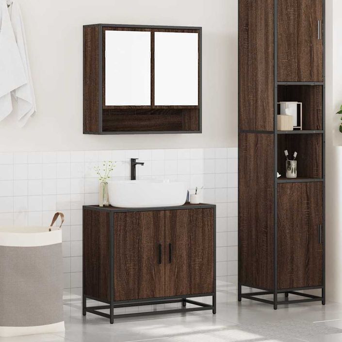 Ensemble de meubles de salle de bain 2 pcs Chêne marron - Photo n°3