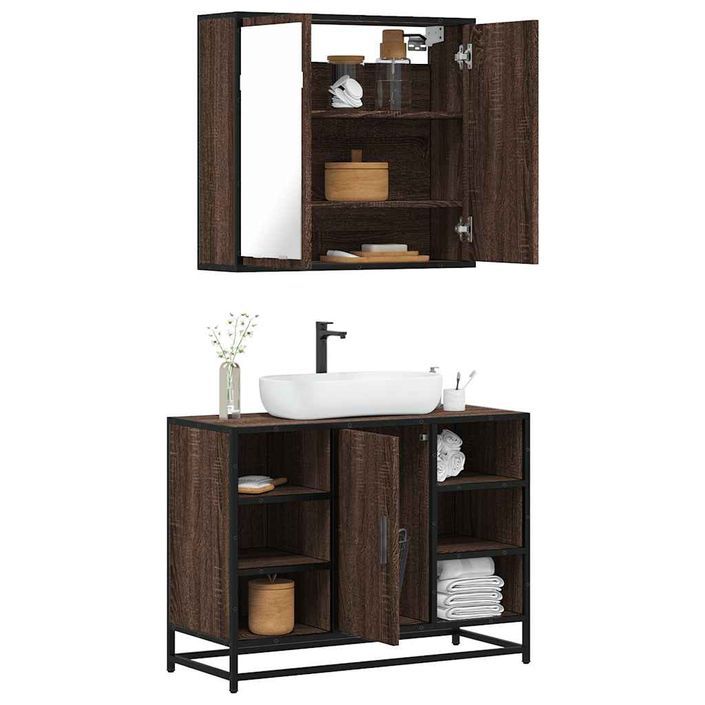 Ensemble de meubles de salle de bain 2 pcs Chêne marron - Photo n°1