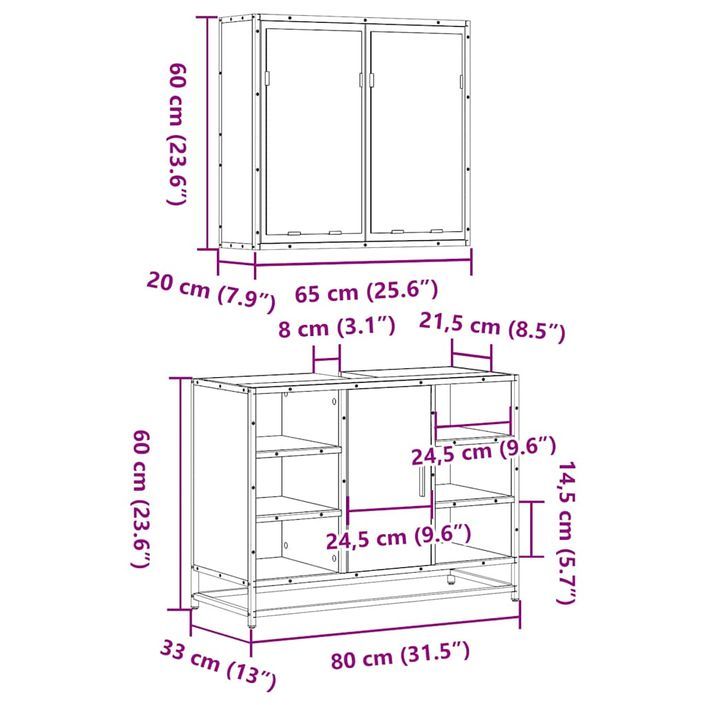 Ensemble de meubles de salle de bain 2 pcs Chêne marron - Photo n°11