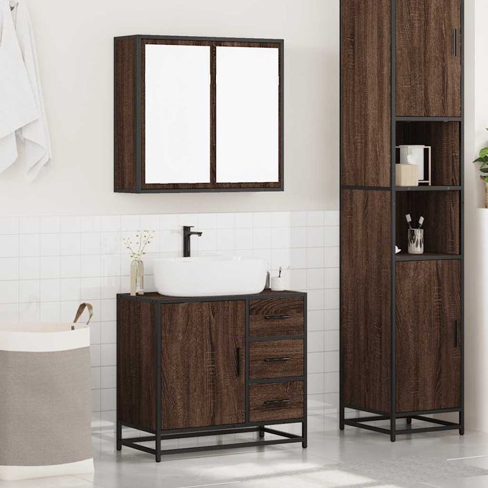 Ensemble de meubles de salle de bain 2 pcs Chêne marron - Photo n°3