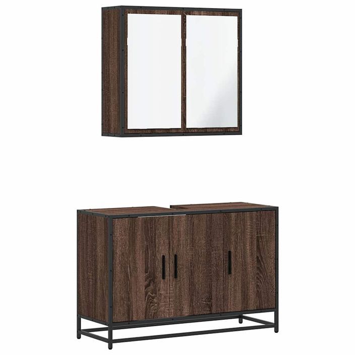 Ensemble de meubles de salle de bain 2 pcs Chêne marron - Photo n°2