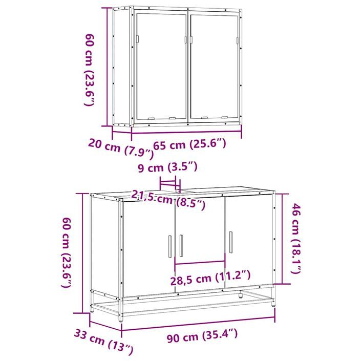 Ensemble de meubles de salle de bain 2 pcs Chêne marron - Photo n°11