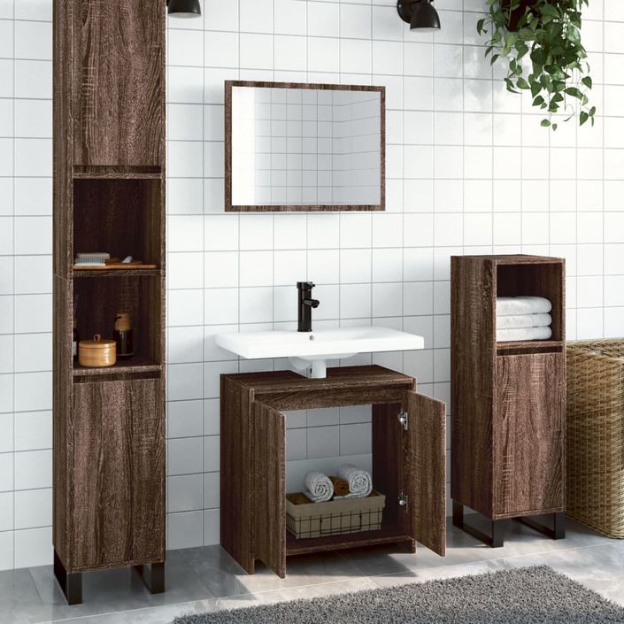 Ensemble de meubles de salle de bain 2 pcs Chêne marron - Photo n°1