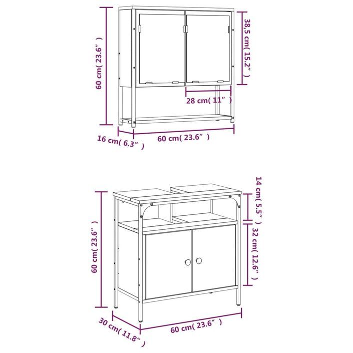 Ensemble de meubles de salle de bain 2 pcs chêne sonoma - Photo n°12