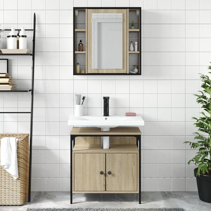 Ensemble de meubles de salle de bain 2 pcs chêne sonoma - Photo n°3