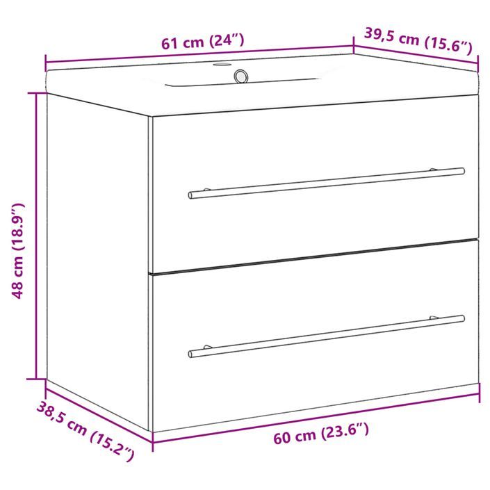 Ensemble de meubles de salle de bain 2 pcs chêne sonoma - Photo n°11