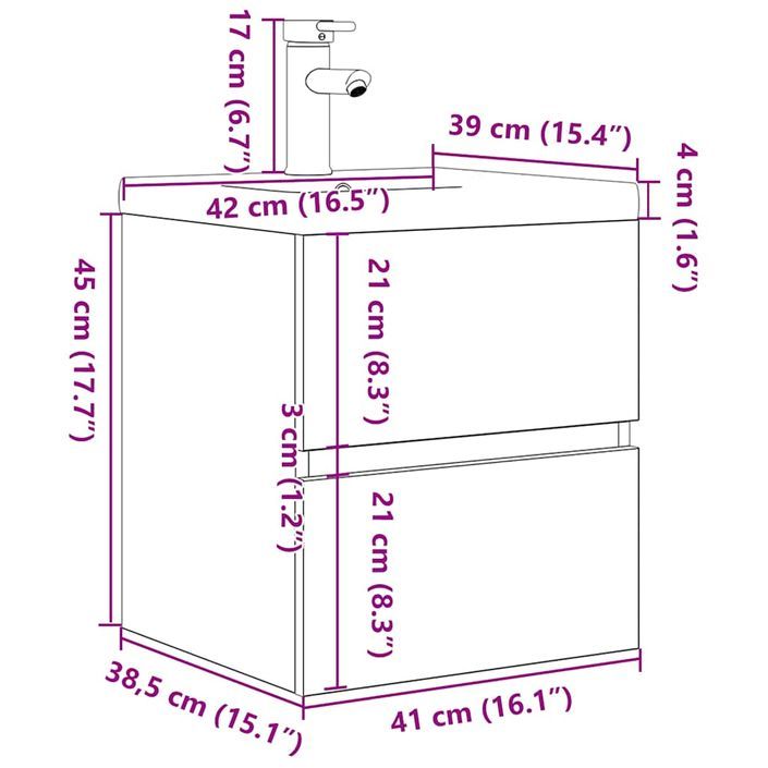 Ensemble de meubles de salle de bain 2 pcs chêne sonoma - Photo n°11