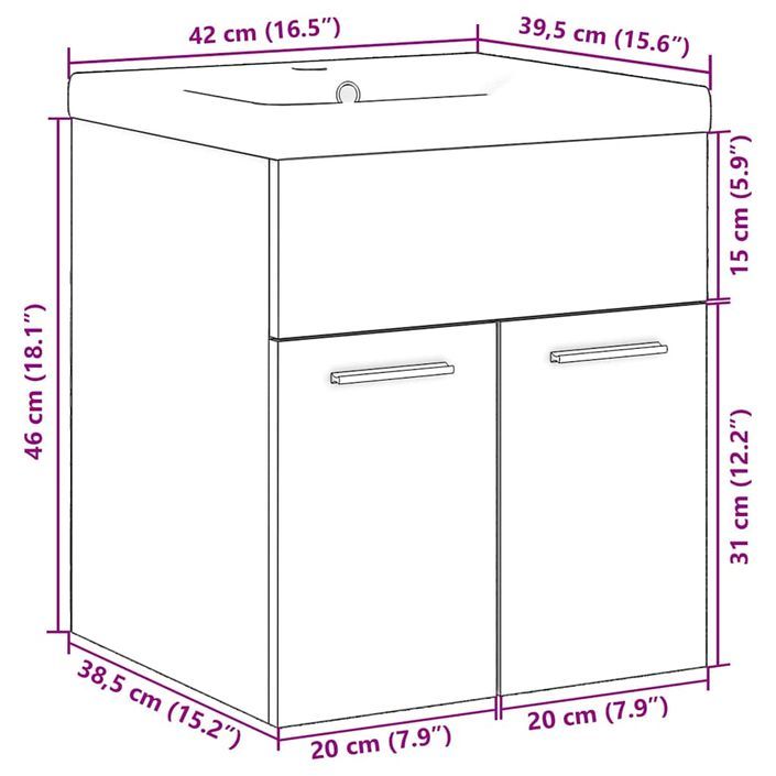 Ensemble de meubles de salle de bain 2 pcs chêne sonoma - Photo n°11