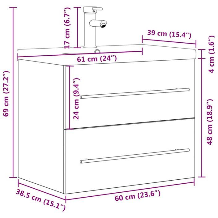 Ensemble de meubles de salle de bain 2 pcs chêne sonoma - Photo n°10