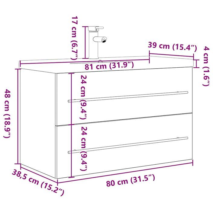 Ensemble de meubles de salle de bain 2 pcs chêne sonoma - Photo n°10